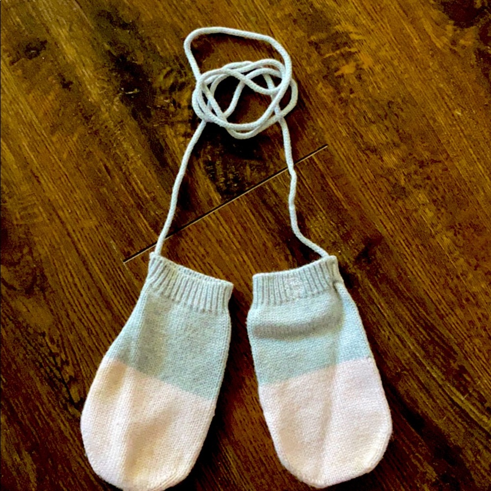 Petit Bateau Grey & Pink Mittens 12 24